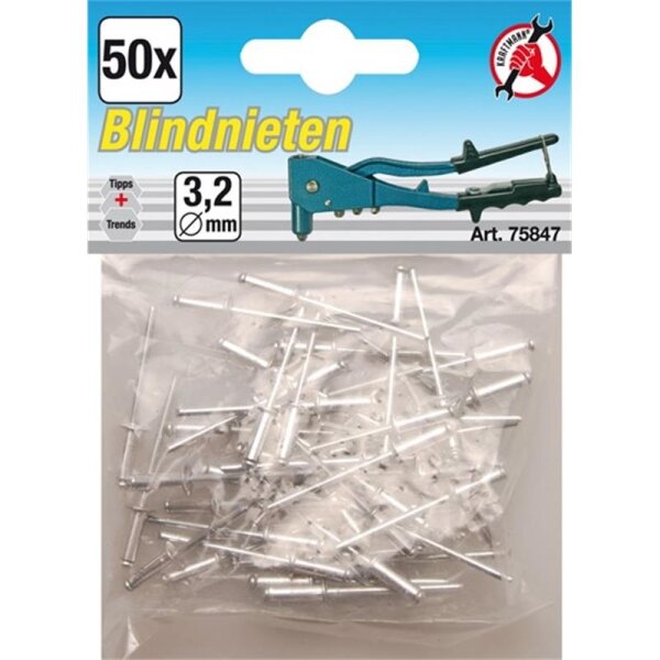BGS DIY Blindnieten-Sortiment | Ø 3,2 mm | 50-tlg.