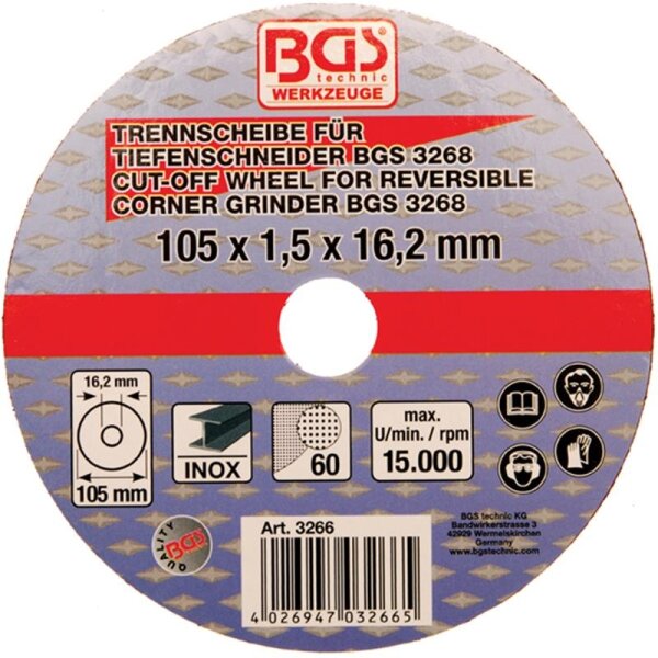 BGS Trennscheibe Tiefenschneider 105 x 1,5 x 16,2