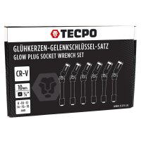 TECPO 6x Glühkerzen Einsätze Gelenkschlüssel 3/8 SW 8-16 mm