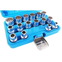 BGS Steckschlüssel-Einsatz-Satz Zwölfkant | Antrieb Innenvierkant 12,5 mm (1/2") | SW 8 - 24 mm | 16-tlg.