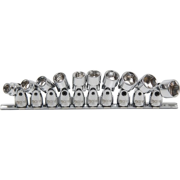 BGS Kardangelenk-Einsatz-Satz Sechskant | Antrieb Innenvierkant 10 mm (3/8") | SW 10 - 19 mm | 10-tlg.