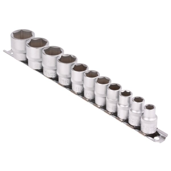 BGS Steckschlüssel-Einsatz-Satz, Sechskant | Antrieb Innenvierkant 10 mm (3/8") | SW 5/16" - 7/8" | 11-tlg.