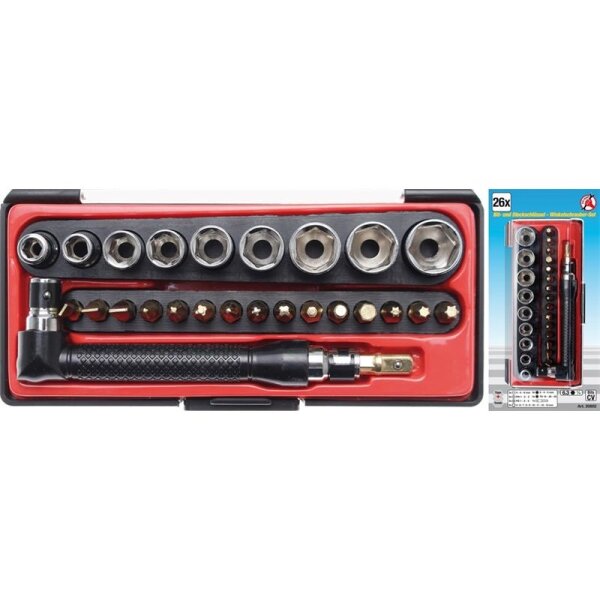 BGS DIY Bit- und Steckschlüssel Winkelschrauberset, 26-tlg.