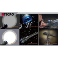 TECPO Taschenlampe 8000 Lumen, 6500K, 200m Leuchteweite, Akku Power-Lampe