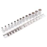 TECPO Anti-Rutsch- Steckschlüssel-Satz, 1/4", 4-14 mm, 13-tlg.