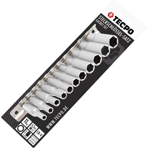 TECPO Steckschlüssel Satz, tief, 1/4 Zoll, 4-13 mm, 11-tlg.