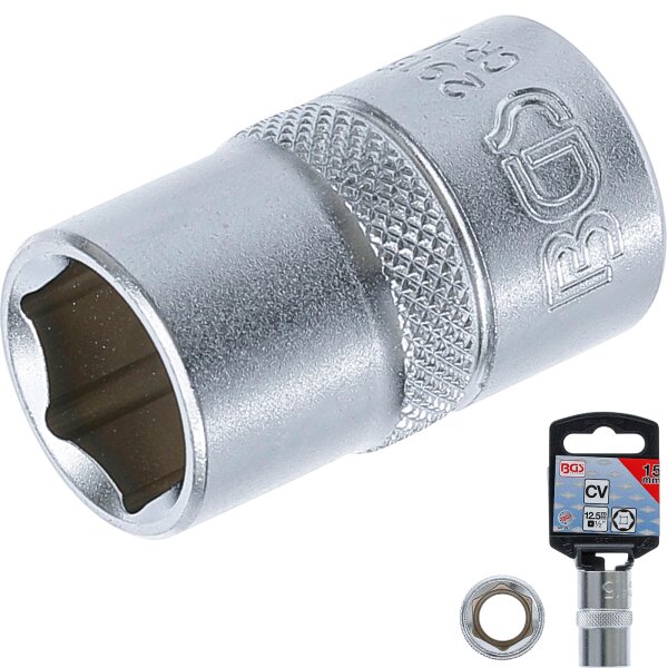 BGS Steckschlüssel-Einsatz Sechskant | Antrieb Innenvierkant 12,5 mm (1/2") | SW 15 mm