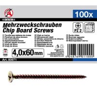 BGS DIY Mehrzweckschrauben 4,0 x 60 mm, 100 Stück