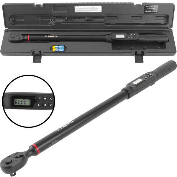 TECPO Digitaler Drehmomentschlüssel 1/2" 17–340 Nm Profi Drehmomentwerkzeug mit Display