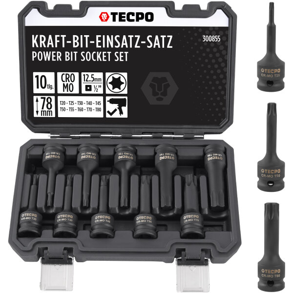 TECPO Kraft-Bit-Einsatz-Satz | T20-T80 | 10-tlg.