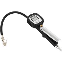 TECPO Digitale Druckluft Reifenfüllpistole LCD Luftdruckmesser 0–10 bar 1/4 Zoll Reifenfüller Schlauch 400 mm für Werkstatt und Service