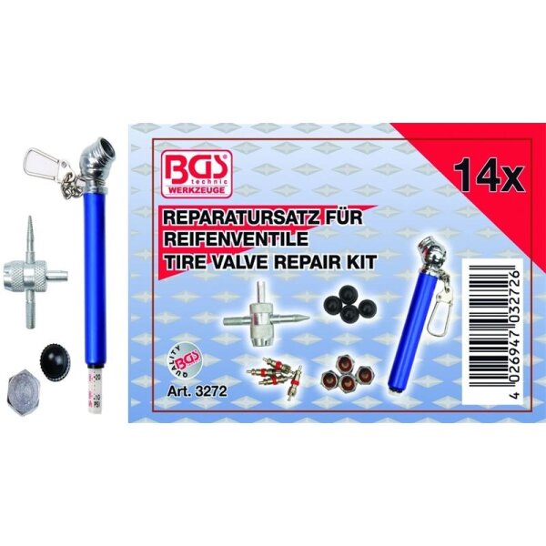 BGS Reparatursatz für Reifenventile, 14-tlg.