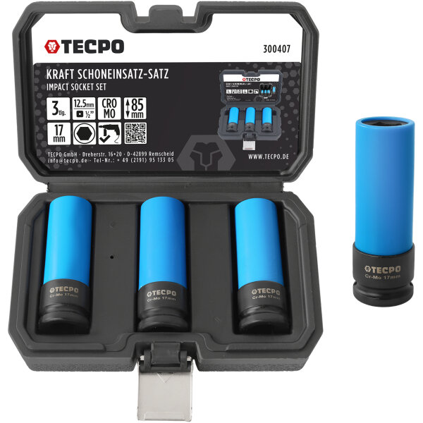 TECPO Kraft Schoneneinsatz Satz 1/2" 17 mm, 3-tlg.