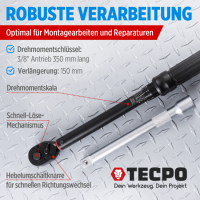 TECPO Motorrad Drehmomentschlüssel Set 3/8, 5-60 Nm