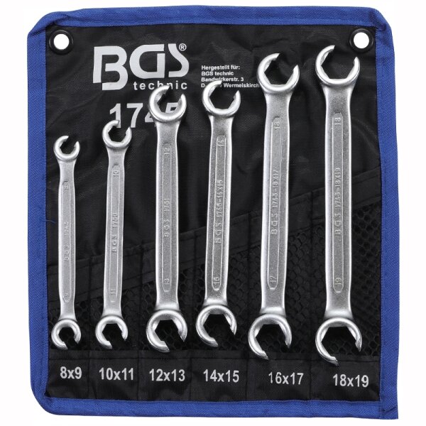 BGS Offener Doppel-Ringschlüssel-Satz | SW 8 x 9 - 18 x 19 mm | 6-tlg.
