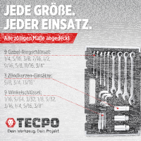 TECPO Zoll Steckschlüssel Satz 92-tlg. Werkzeugkoffer britisch