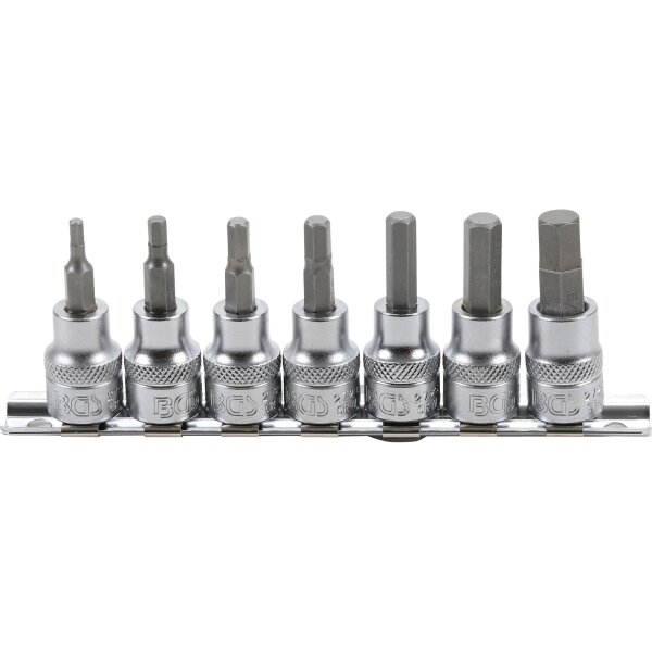 BGS Bit-Einsatz-Satz | Antrieb Innenvierkant 10 mm (3/8") | Innensechskant 1/8" - 3/8" | Zollgrößen | 7-tlg.