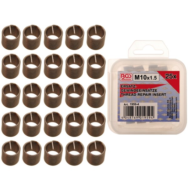 BGS Ersatz-Gewindeeinsätze | M10 x 1,5 mm | 25-tlg.