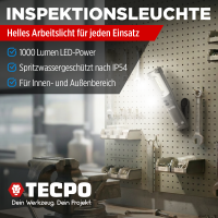 TECPO LED Akku Handlampe 1000 Lumen IP54 + USB Ladegerät