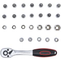BGS DIY Steckschlüsselsatz 1/4" Zoll 27-tlg Bit-Nuss-Steckschlüssel-Torx-Schlitz Knarre