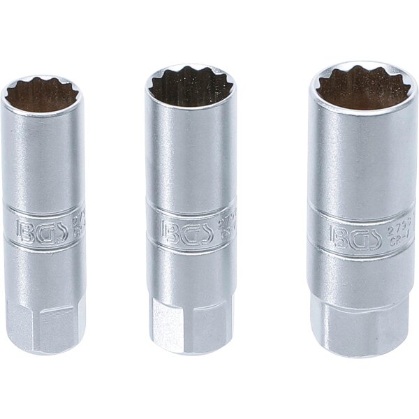 BGS Zündkerzen-Einsatz-Satz Zwölfkant Antrieb Innenvierkant 10 mm (3/8") SW 14 - 16 - 18 mm 3-tlg.