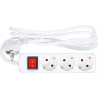 Steckdosenleiste 3-fach mit Schalter Zuleitung 1,4 m 3 x 1,5 mm² IP 20