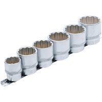 BGS Steckschlüssel-Einsatz-Satz, Zwölfkant Antrieb Innenvierkant 12,5 mm (1/2") SW 24 - 38 mm 6-tlg.