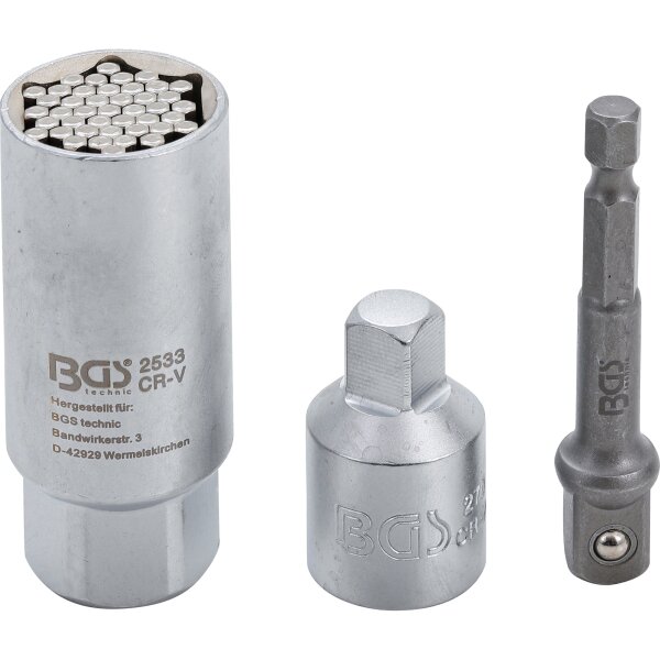 BGS Multi-Einsatz mit Adapter-Satz | 10 mm (3/8") | SW 9 - 21 mm | 3-tlg.