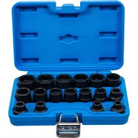 BGS Kraft-Steckschlüssel-Einsatz-Satz Sechskant, extra flach | Antrieb Innenvierkant 12,5mm (1/2") | SW 8-24mm | 17-tlg.