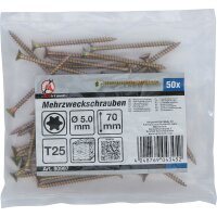 BGS Mehrzweckschrauben | T-Profil (für Torx) T25 | 5,0 x 70 mm | 50 Stück