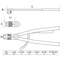 Sprengringzange | abgewinkelt | für Innensprengringe | 500 mm