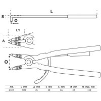 BGS Sprengringzange | abgewinkelt | für Außensprengringe | 500 mm
