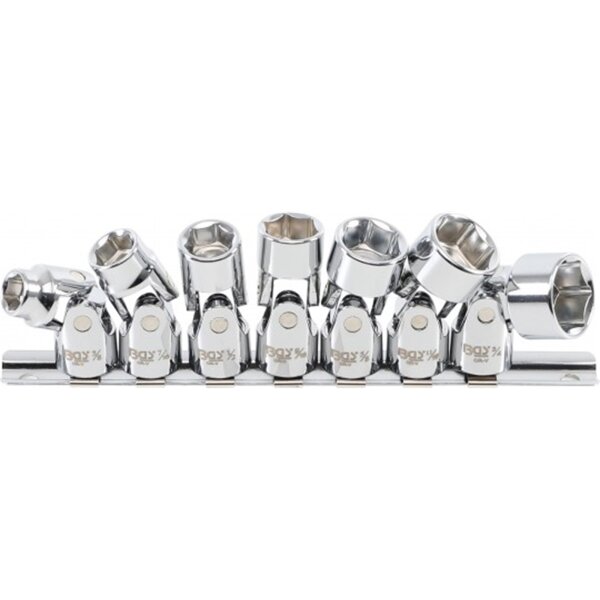 BGS Gelenk-Steckschlüssel-Satz, Sechskant | Antrieb Innenvierkant 10 mm (3/8") | SW 3/8" - 3/4" mm | Zollgrößen | 7-tlg.
