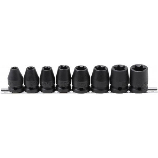 BGS Kraft-Steckschlüssel-Einsatz-Satz E-Profil | Antrieb Innenvierkant 12,5 mm (1/2") | SW E10 - E24 | 8-tlg.