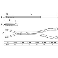 BGS Werkstattwageneinlage 1/3: Doppelgelenk-Sprengringzangen-Satz | auswechselbare Spitzen | 345 mm