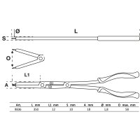 BGS Werkstattwageneinlage 1/3: Doppelgelenk-Sprengringzangen-Satz | auswechselbare Spitzen | 345 mm