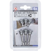 BGS DIY Bit-Satz mit Tiefenstopp | für Gipskartonplatten | Antrieb Außensechskant 6,3 mm (1/4") | Kreuzschlitz PH2 | 6-tlg.