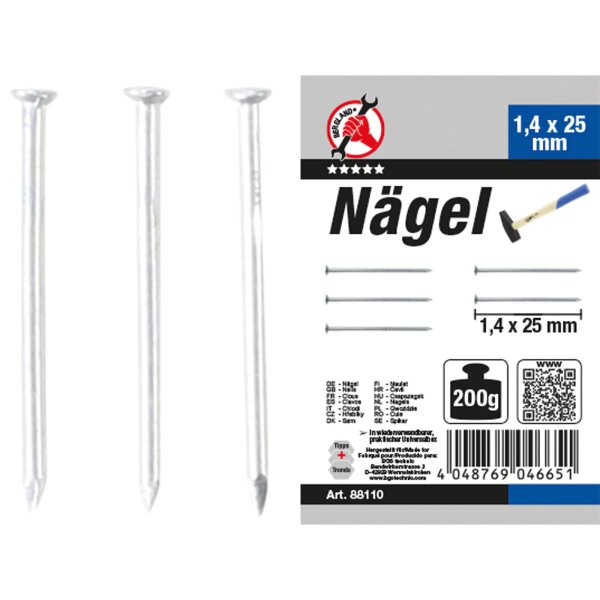 BGS Nägel-Sortiment | 200 g | 1,4 x 25 mm