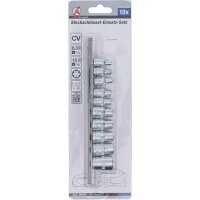 BGS Steckschlüssel-Einsatz-Satz E-Profil | Antrieb Innenvierkant 6,3 mm (1/4") / 10 mm (3/4") | SW E4 - E16 | 10-tlg.