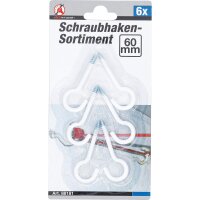 BGS Schraubhaken-Sortiment | weiß | kunststoffummantelt | 60 mm | 6-tlg.