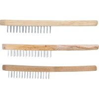 BGS DIY Drahtbürsten-Satz | Holzstiel | 2-, 3-, 4-reihig | 3-tlg.