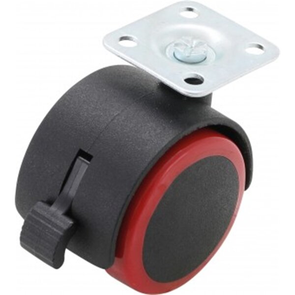 BGS DIY Lenk-Doppelrolle mit Bremse | rot/schwarz | 50 mm