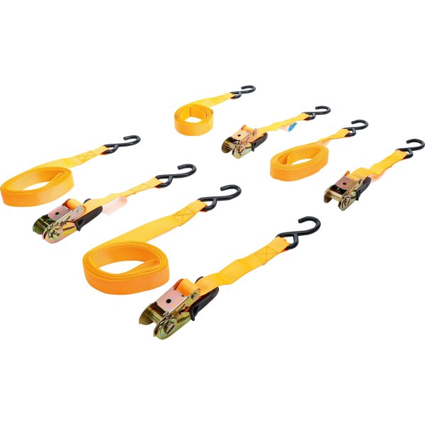 BGS DIY Knarren-Spannband-Satz | mit schweren Haken | 5 m x 25 mm | 4-tlg.
