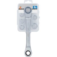 BGS DIY Ratschen-Ringschlüssel mit Adaptersatz | SW 8 - 19 mm | 6-tlg.