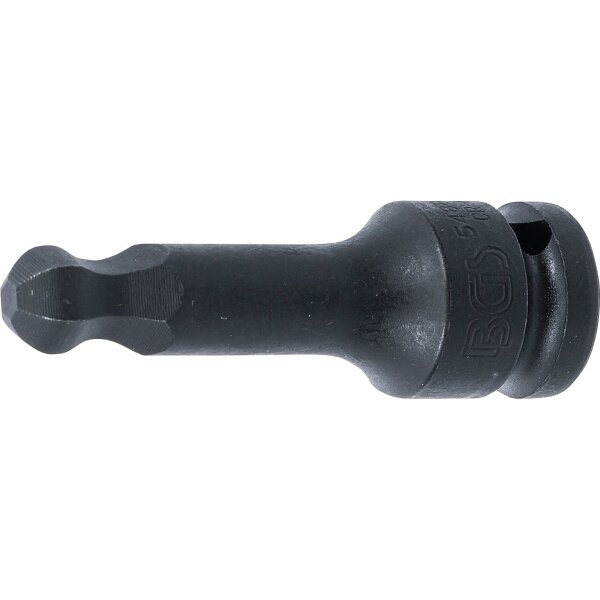 BGS Kraft-Bit-Einsatz | Länge 75 mm | Antrieb Innenvierkant 12,5 mm (1/2") | Innensechskant mit Kugelkopf 12 mm