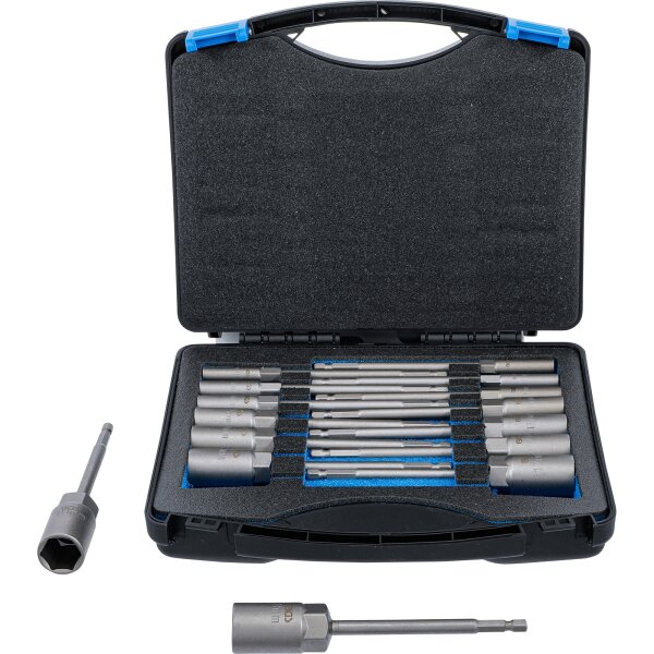 BGS Steckschlüssel-Einsatz-Satz, Sechskant extra lang Antrieb Außensechskant 6,3 mm (1/4") für Bohrmaschinen SW 5,5 - 19 mm  15-tlg.