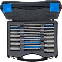 BGS Steckschlüssel-Einsatz-Satz, Sechskant extra lang Antrieb Außensechskant 6,3 mm (1/4") für Bohrmaschinen SW 5,5 - 19 mm  15-tlg.