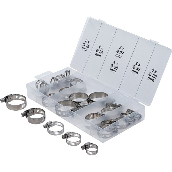 BGS Schlauchklemmen-Sortiment rostfrei Ø 16 - 38 mm 26-tlg.