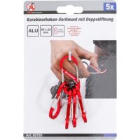 BGS DIY Karabinerhaken-Sortiment mit Doppelöffnung | Aluminium | 5-tlg.