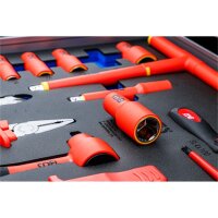 BGS Werkstattwageneinlage 3/3: VDE-Steckschlüssel-Satz | Antrieb Innenvierkant 10mm (3/8") | 26-tlg.